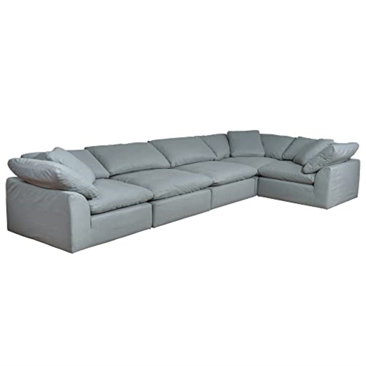 Sunset Trading Contemporary Puff Collection 5Pc Slipcovered Modular Lshaped Sectional Sofa, Performance Fabric Washable Waterr