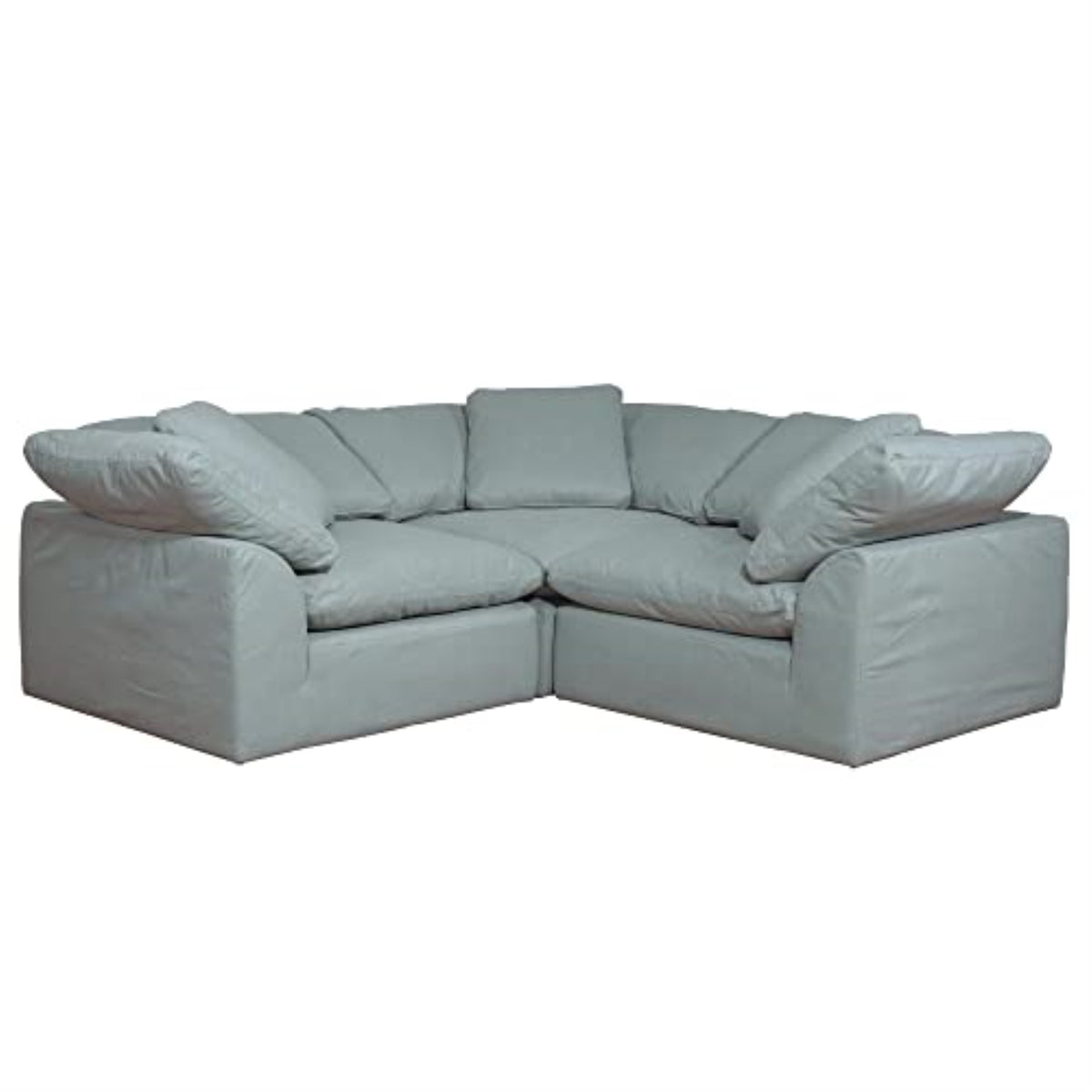 Sunset Trading Contemporary Puff Collection 3Pc Slipcovered Lshape Sectional Sofa, Performance Fabric Washable Waterresistant