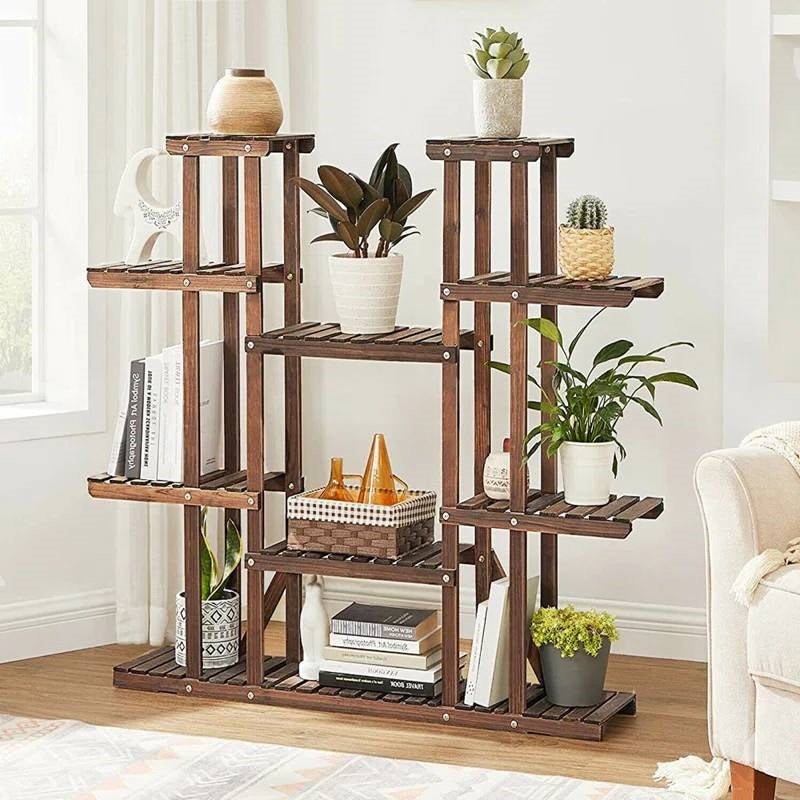 Solid Wood Indoor Outdoor 11-Tier Plant Stand