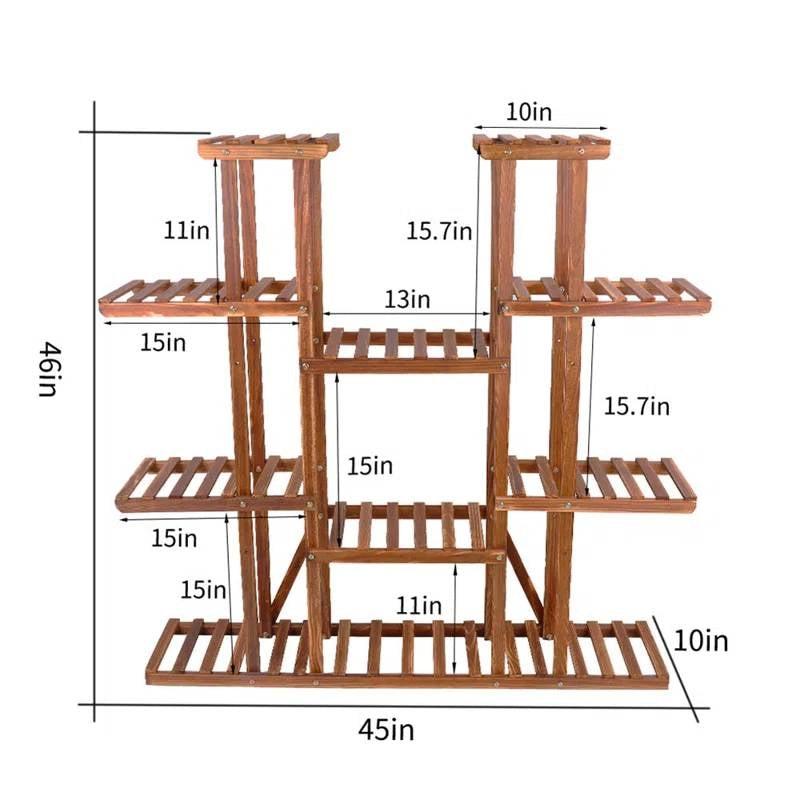 Solid Wood Indoor Outdoor 11-Tier Plant Stand