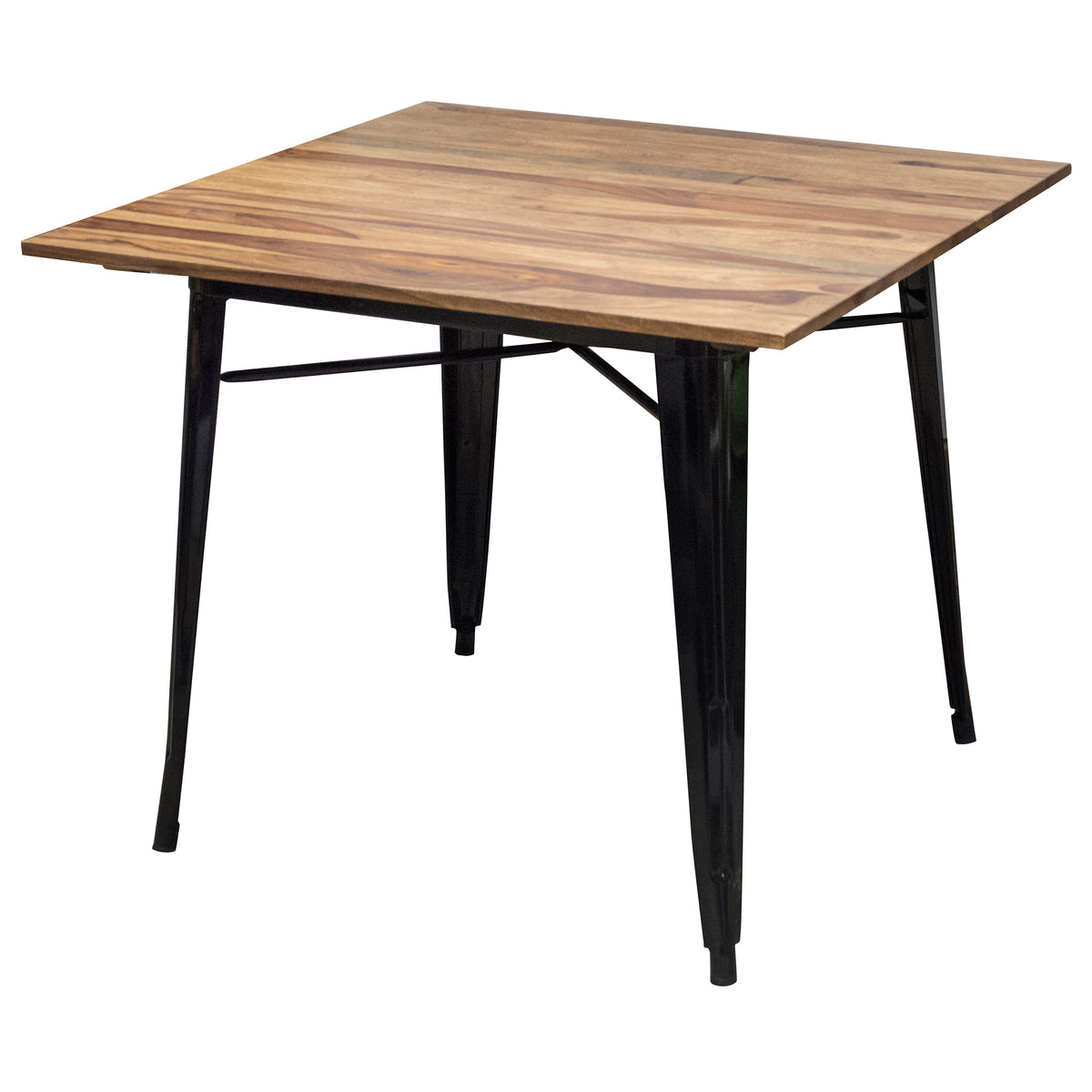 Dining Table 36 Inch  X 36 Inch  With Rosewood Top And Metal Legs, Seats 2 To 4