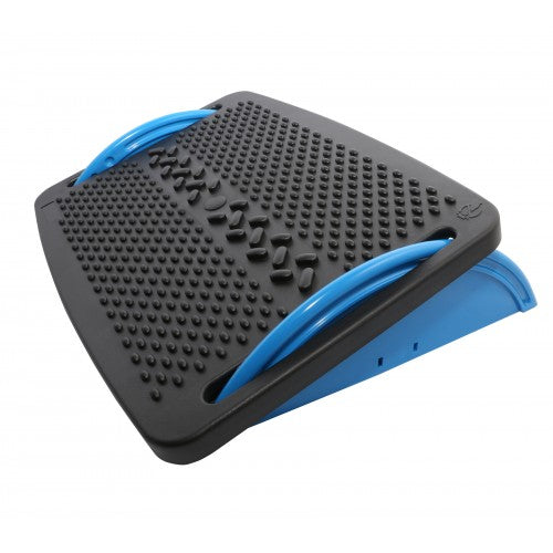 FR-9PB Ergonomic Foot Rest with Massage Function, Floating Tilt for Maximum Comfort, Plastic Support, Black / Blue Color