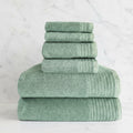 Bamboo Cotton Spa Towel Set - Viscose from Bamboo + Cotton - 6pc Set - Seaglass