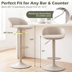 Adjustable Swivel Bar Stools Set of 4 with Back & Footrest