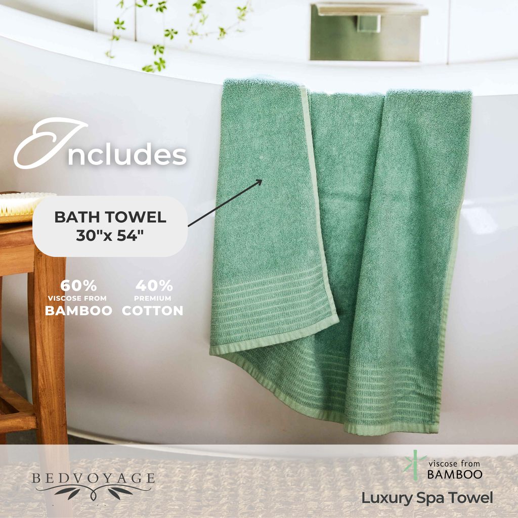 Quick-Drying Bamboo Spa Bath Towel - Viscose from Bamboo + Cotton - Seaglass