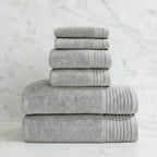 Bamboo Cotton Spa Towel Set - Viscose from Bamboo + Cotton - 6pc Set - Stone