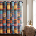 72-inch Navy Blue Orange Yellow Teal Boho Patchwork Polyester Shower Curtain