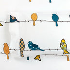 Full Teal Yellow White Floral Birds on Wire Soft Polyester 6 Piece Sheet Set