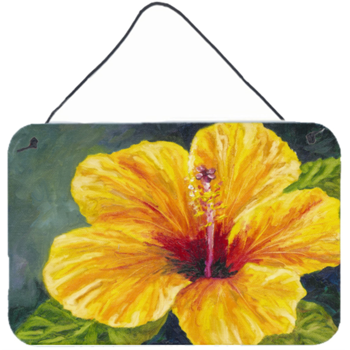 CarolineS Treasures Yellow Hibiscus By Malenda Trick Wall Or Door Hanging Prints Tmtr0321Ds812, 8 Inch  Inch H X 12 Inch  Inch W, Multicolor