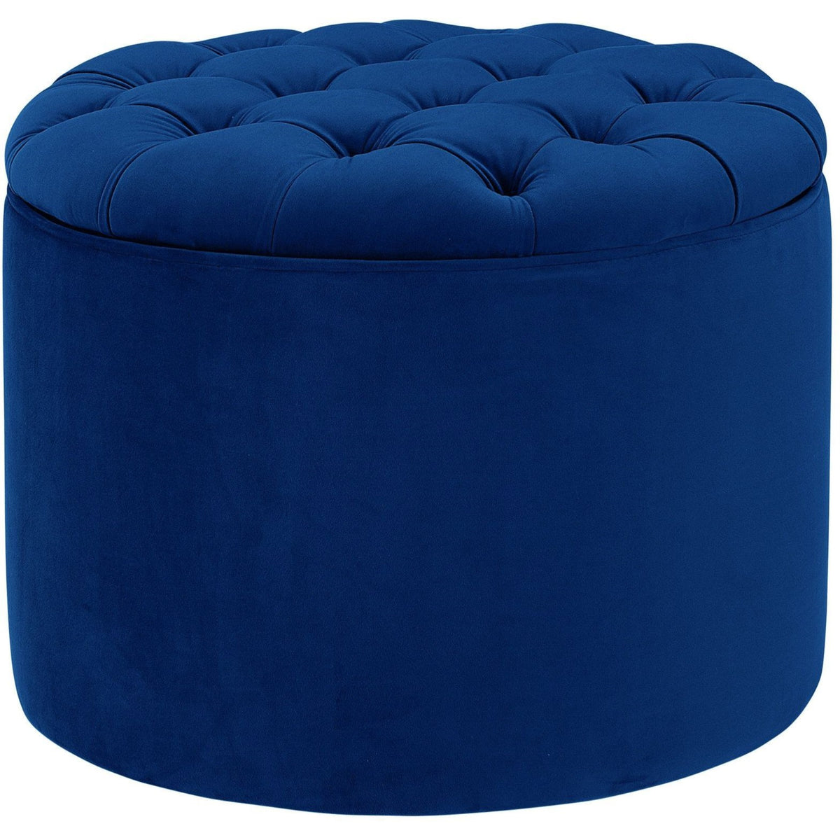 Queen Navy Velvet Storage Ottoman