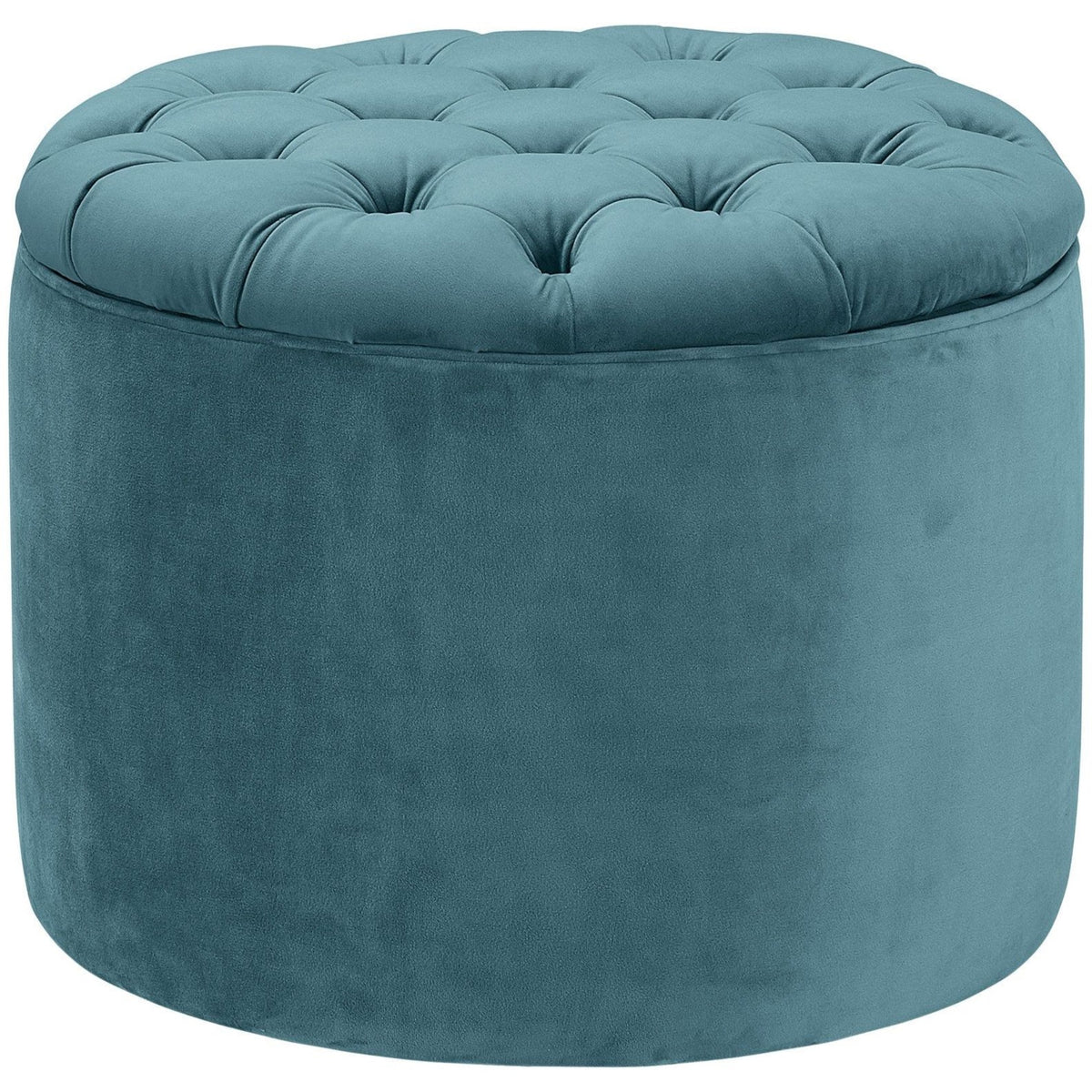 Queen Sea Blue Velvet Storage Ottoman