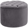 Queen Grey Velvet Storage Ottoman