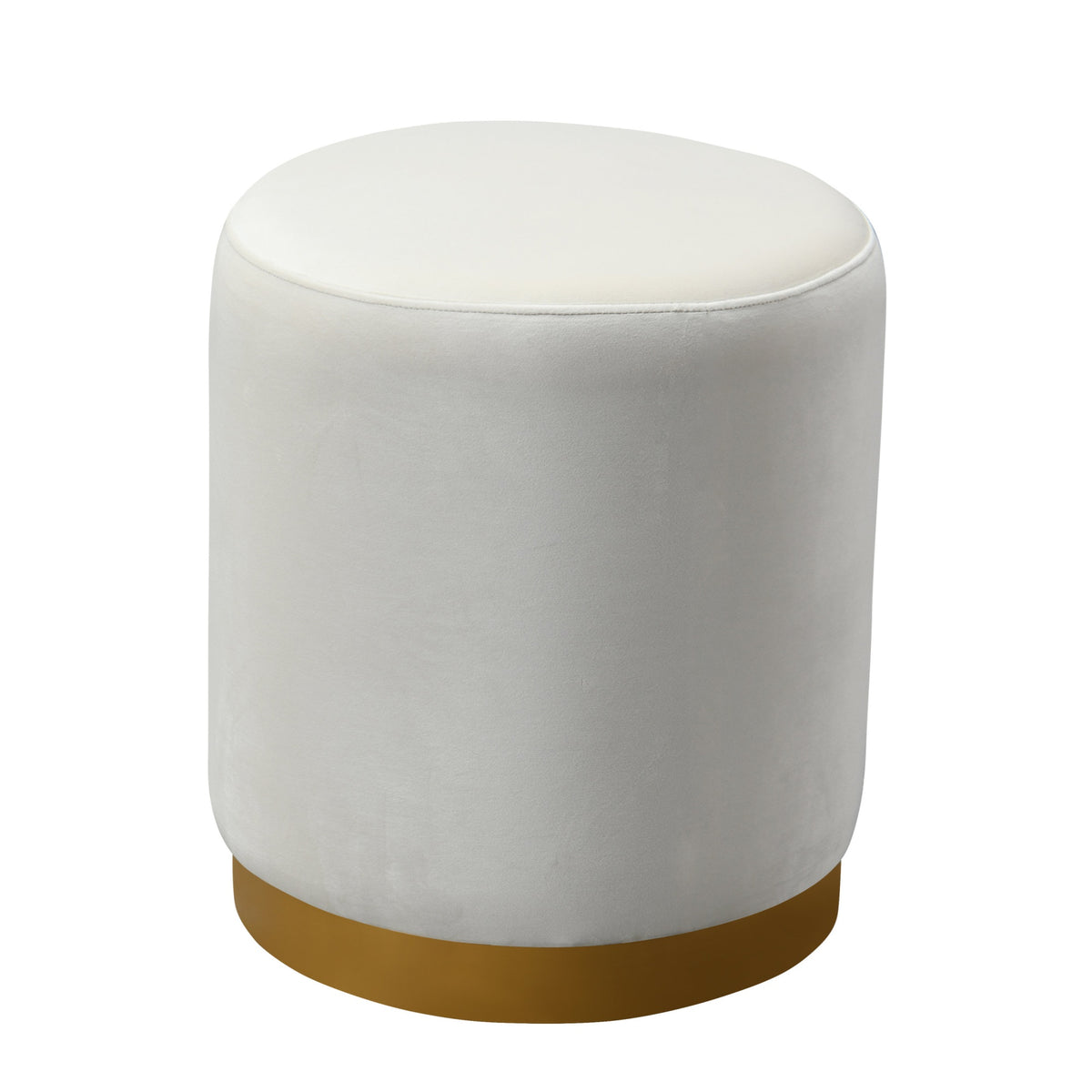 Opal Cream Velvet Ottoman With Gold Base