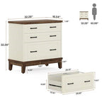 Vintage White/Rustic Brown 3 Drawer Filing Cabinet Printer Stand
