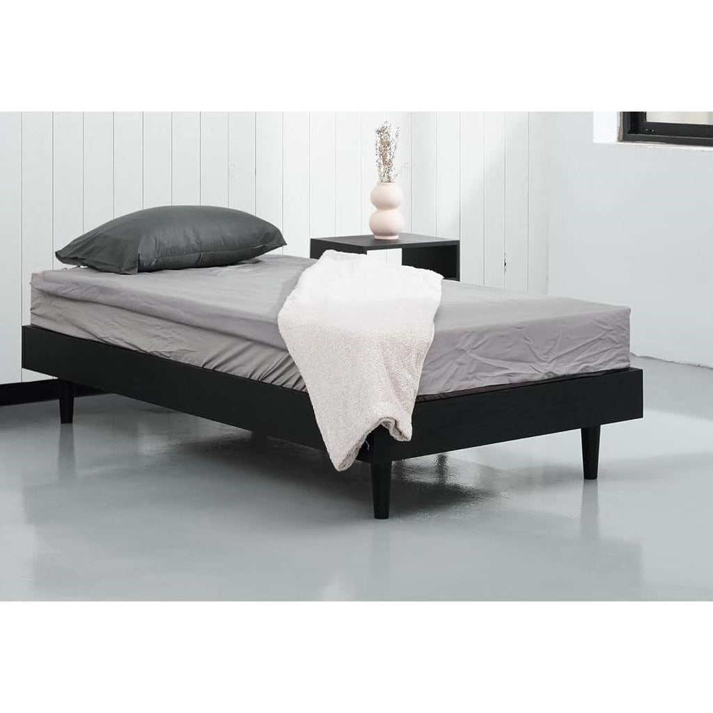 Twin size Mid-Century Modern Platform Bed Frame in Black Wood Finish
