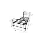 Twin size Farmhouse Black Metal Bed Frame with Rounded Headboard Footboard