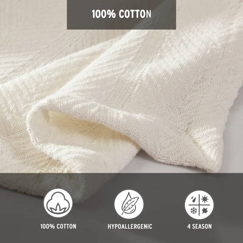 Twin size Cream Bone Lightweight 100-Percent Cotton Blanket - Machine Washable