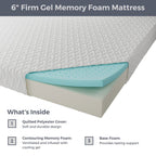 Twin Size 6-Inch Firm Cooling Gel Memory Foam Mattress