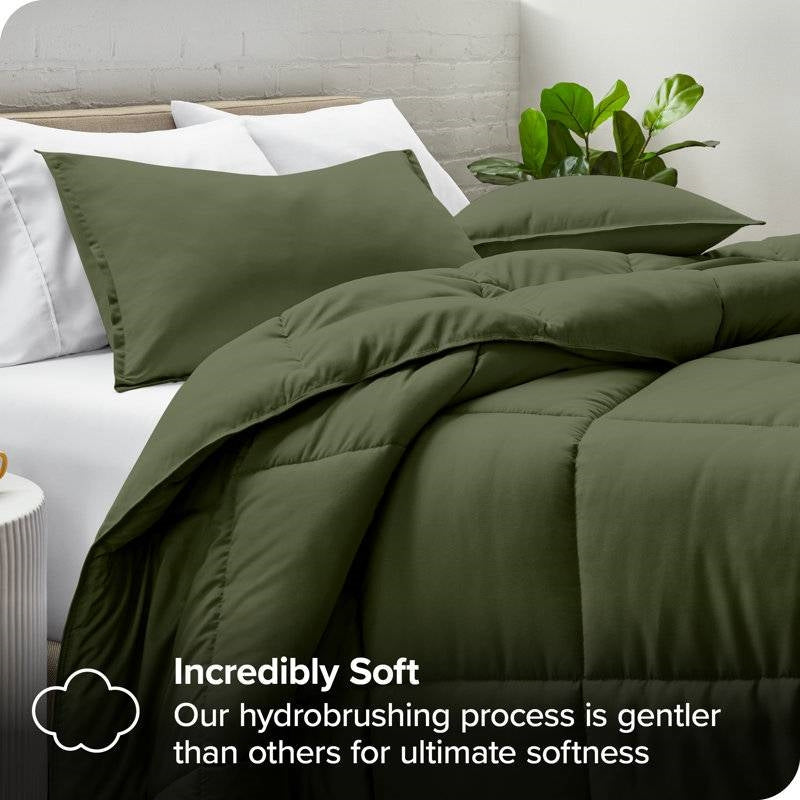 Twin/Twin XL size Super Soft Down Alternative Comforter Set in Olive Green