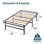 Twin XL size Metal Bed Frame with Bamboo Wood Slats