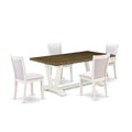 V077Mz0015 5Pc Dining Room Set  Rectangular Table And 4 Parson Chairs  Multicolor Color