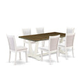 V077Mz0017 7Pc Dining Set  Rectangular Table And 6 Parson Chairs  Multicolor Color