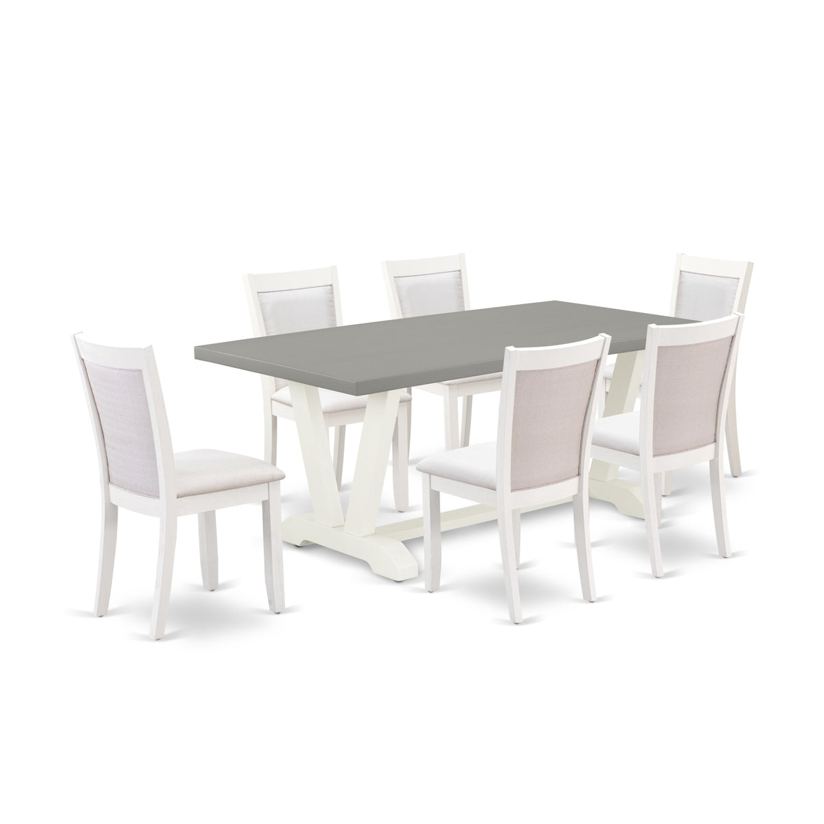 V097Mz0017 7Pc Dining Set  Rectangular Table And 6 Parson Chairs  Multicolor Color