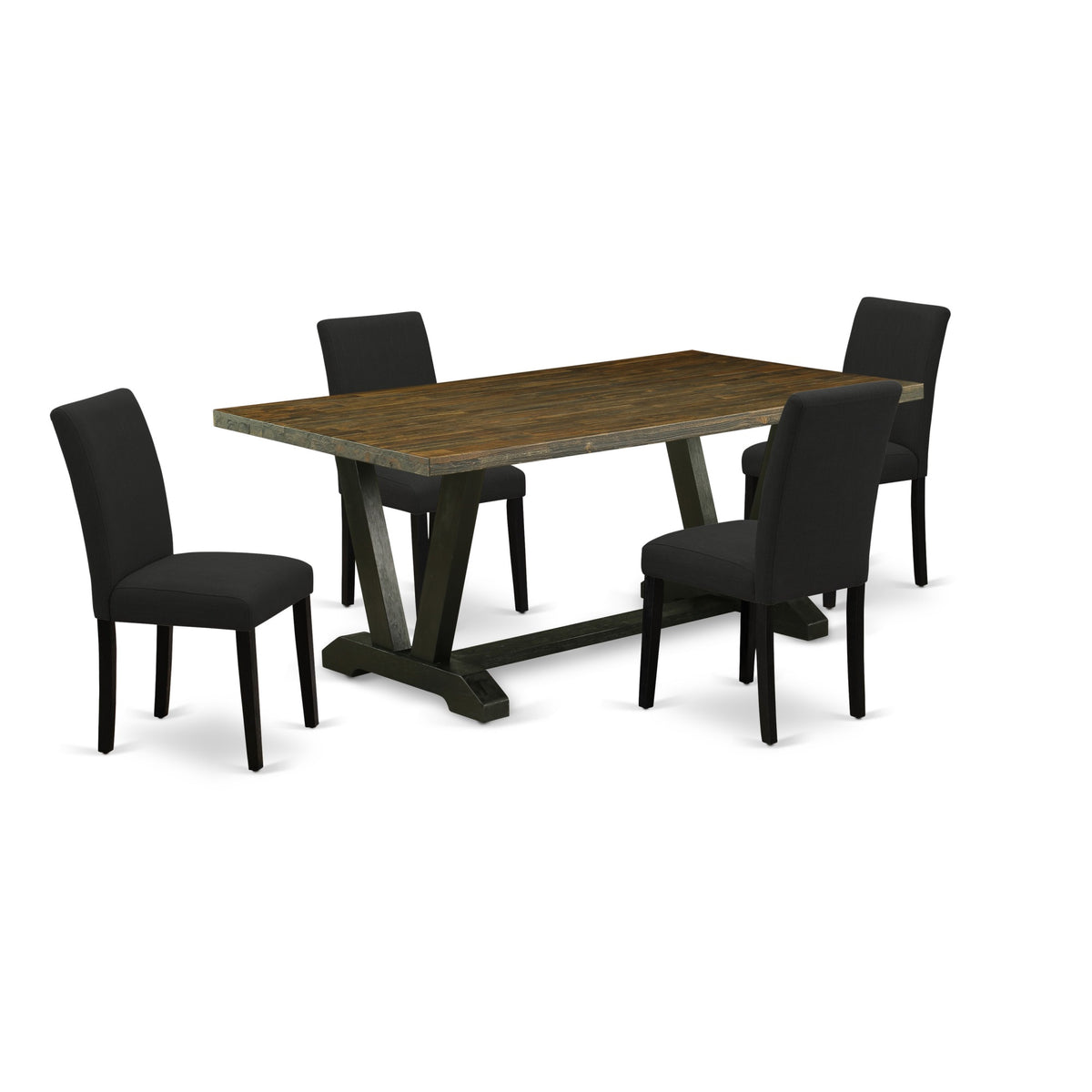East West Furniture 5Piece Dining Room Table Set Includes 4 Parson Dining Chairs With Upholstered Seat And High Back And A Rect