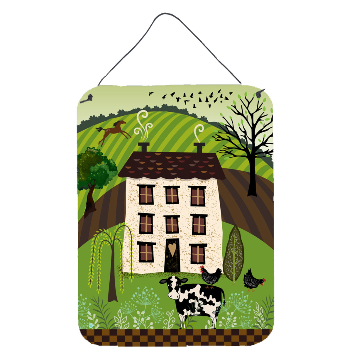 CarolineS Treasures Folk Art Country House Door Hanging Prints Walldecor, Multicolor