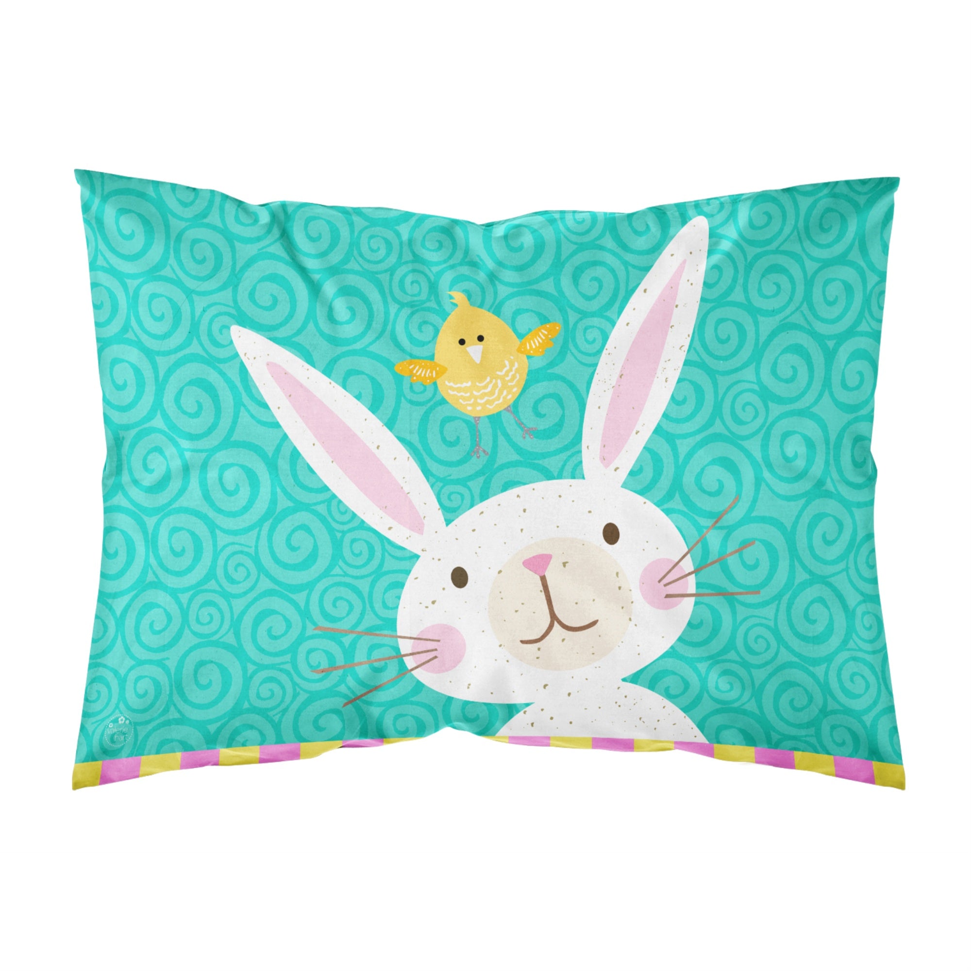 'Caroline'S Treasures Happy Easter Rabbit Fabric Standard Pillowcase, Multicolor'