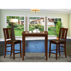 East West Furniture VNBU3-MAH-LC 3 Piece Counter Height Dining Set for Small Spaces Contains a Square Wooden Table and 2 Faux Leather Upholstered Chairs, 36x36 Inch, Mahogany