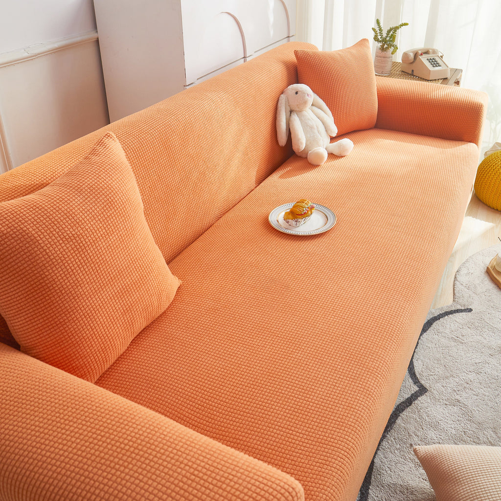 Grid Textured Stretch Sofa Cover, Soft Elastic Slipcover for Couch Protection