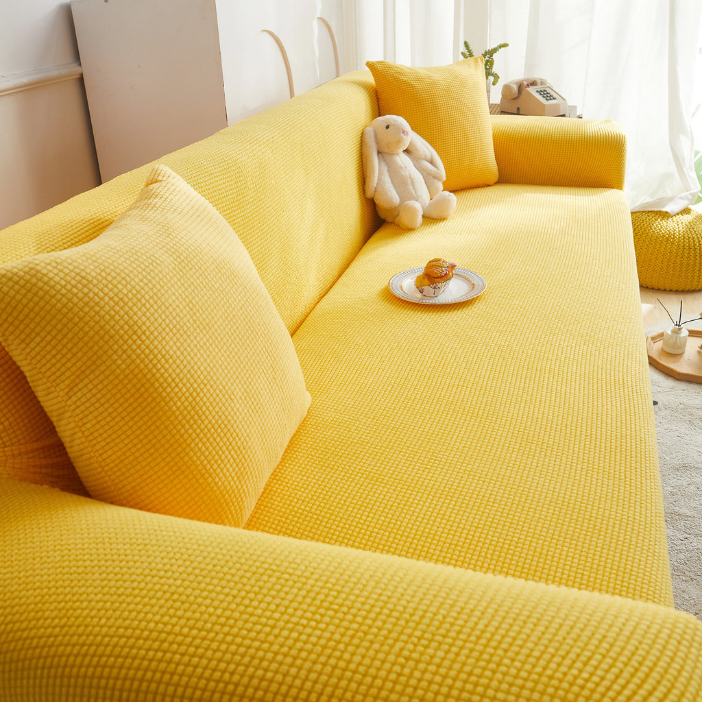 Grid Textured Stretch Sofa Cover, Soft Elastic Slipcover for Couch Protection