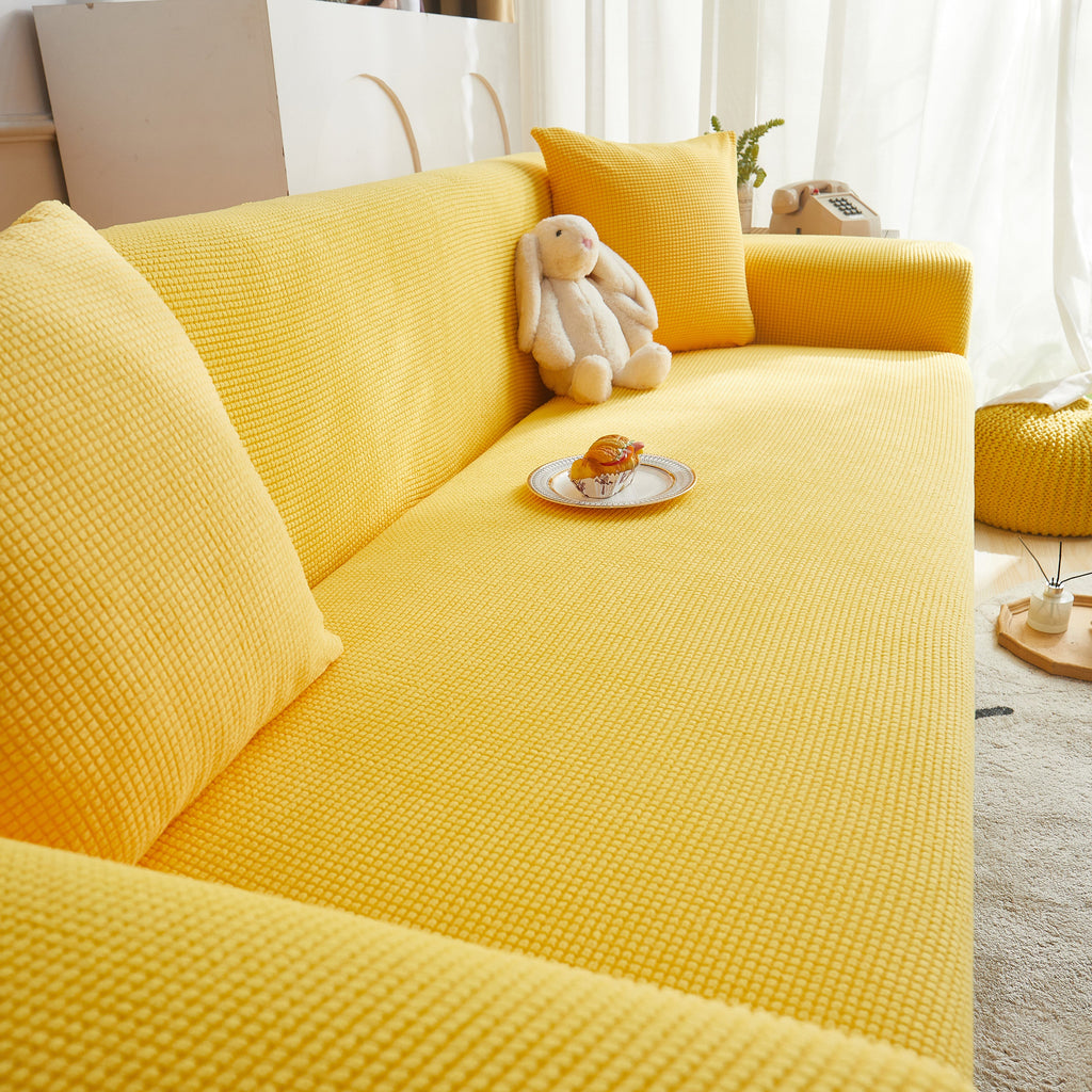 Grid Textured Stretch Sofa Cover, Soft Elastic Slipcover for Couch Protection