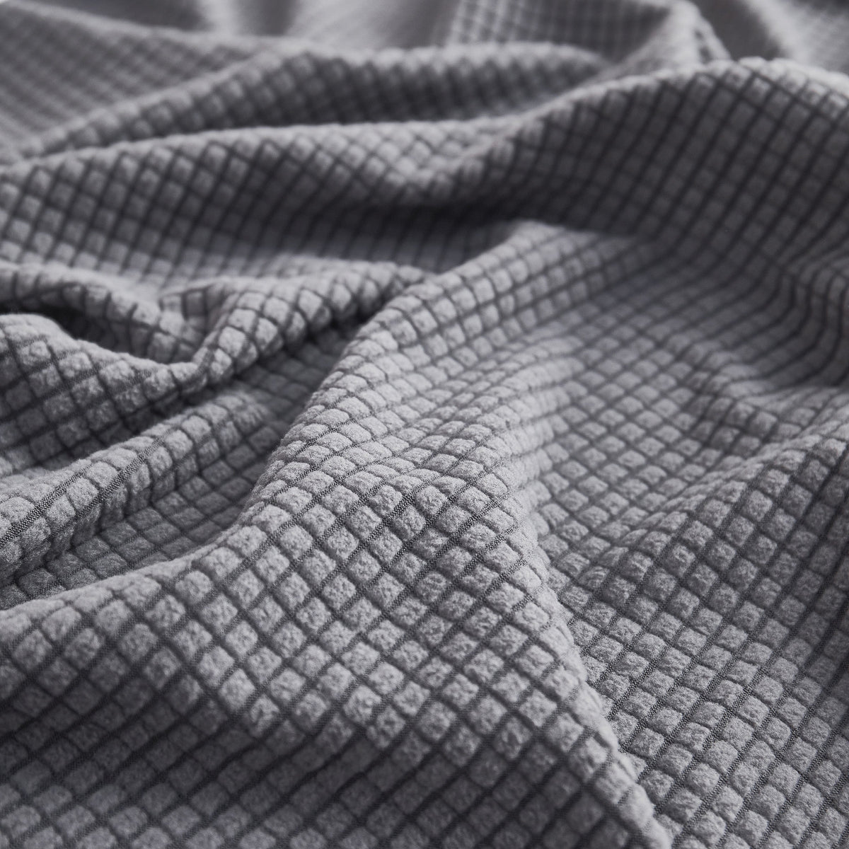 Grid Textured Stretch Sofa Cover, Soft Elastic Slipcover for Couch Protection