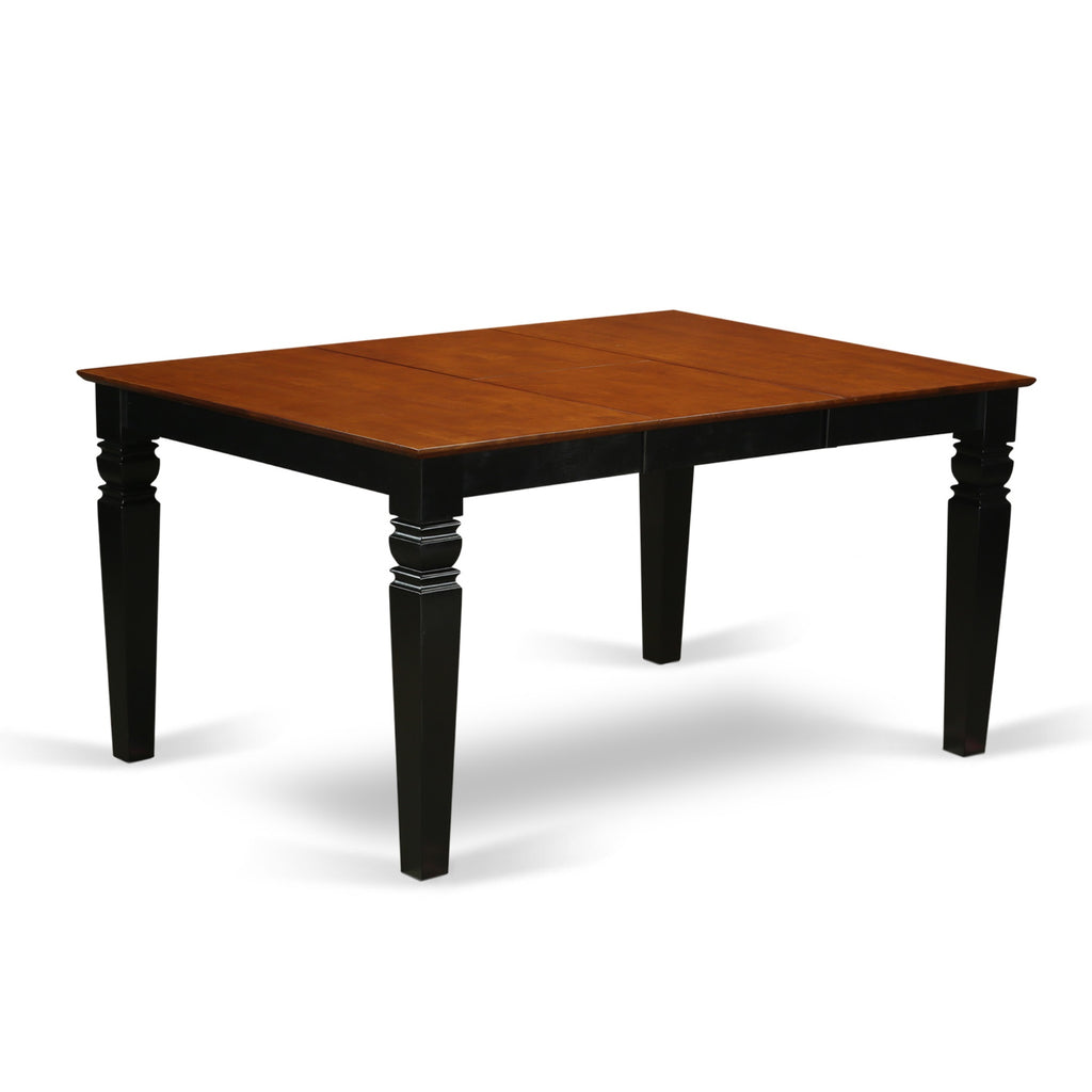 East West Furniture WENI7-BCH-C 7 Piece Dining Room Furniture Set Consist of a Rectangle Kitchen Table with Butterfly Leaf and 6 Linen Fabric Upholstered Chairs, 42x60 Inch, Black & Cherry