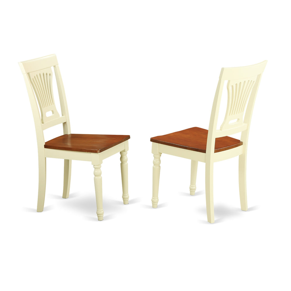 East West Furniture WEPL7-BMK-W 7 Piece Dining Table Set Consist of a Rectangle Dinner Table with Butterfly Leaf and 6 Dining Room Chairs, 42x60 Inch, Buttermilk & Cherry