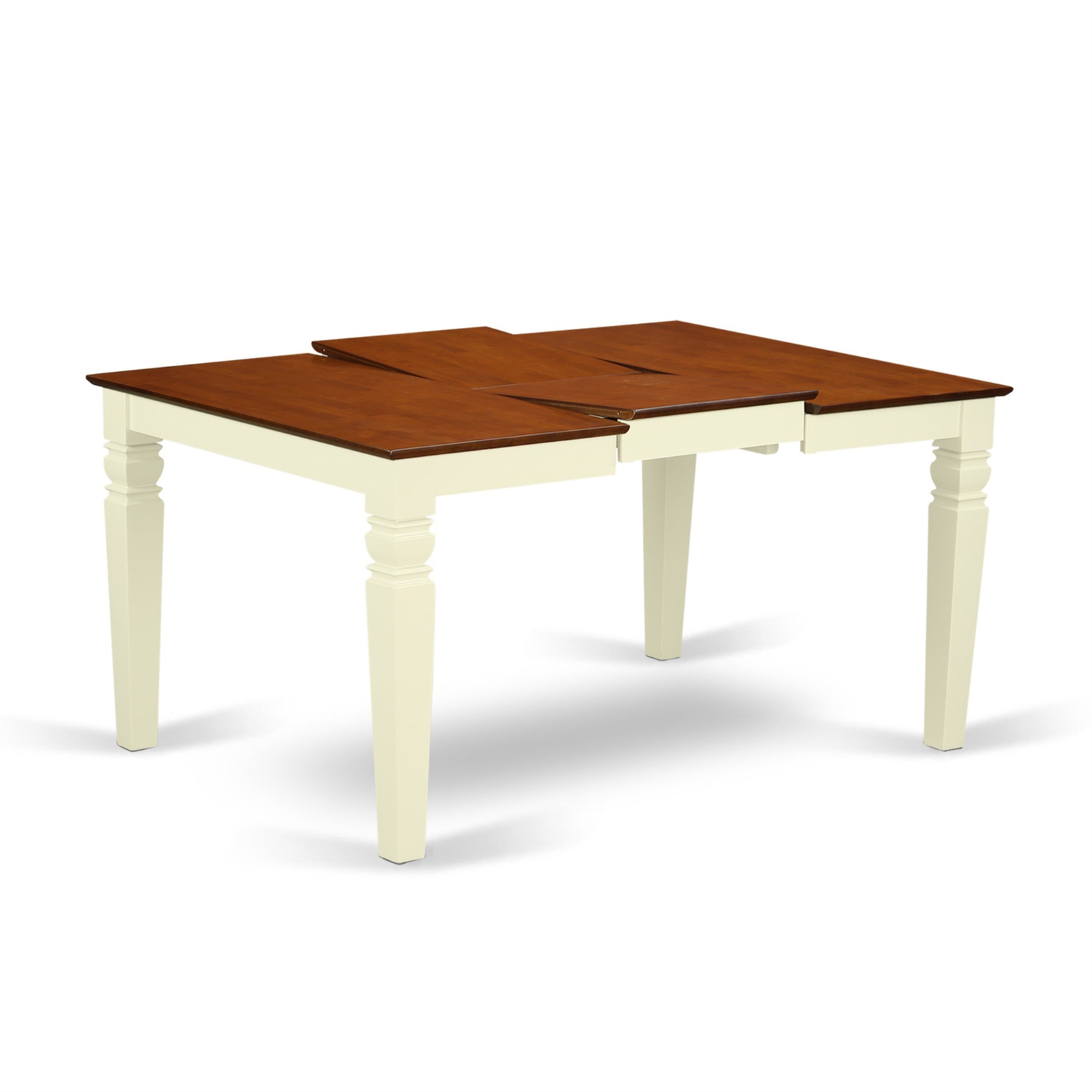 WEST7-BMK-W 7 Pc set with a Rectangle Table and 6 Wood Seat Dinette in Buttermilk and Cherry