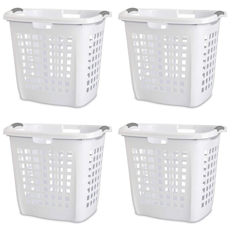 Set of 4 Heavy Duty Plastic Laundry Hamper Dirty Clothes Basket
