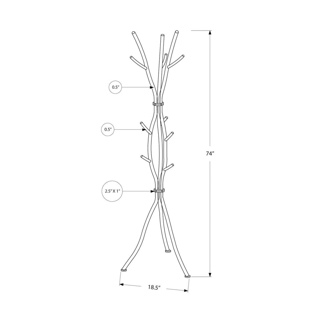 74-inch White Metal Coat Rack Entryway Hall Tree Umbrella Stand