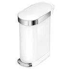 White 12-Gallon Narrow Kitchen Trash Can with Easy Step-on Lid