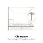 King size Modern Metal Canopy Bed Frame with Headboard and Footboard in White