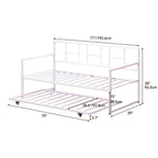 Twin size White Metal Daybed Frame with Roll Out Trundle Bed Frame