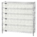 Bin Wire Shelving System, 36W x 12D x 36H overall size, 800 lb. capacity per shelf, includes: (6) wire shelves, (4) posts, (40) 