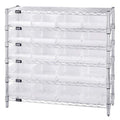 Bin Wire Shelving System, 36W x 12D x 36H overall size, 800 lb. capacity per shelf, includes: (6) wire shelves, (4) posts, (20) 
