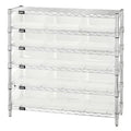 Bin Wire Shelving System, 36W x 12D x 36H overall size, 800 lb. capacity per shelf, includes: (6) wire shelves, (4) posts, (15) 