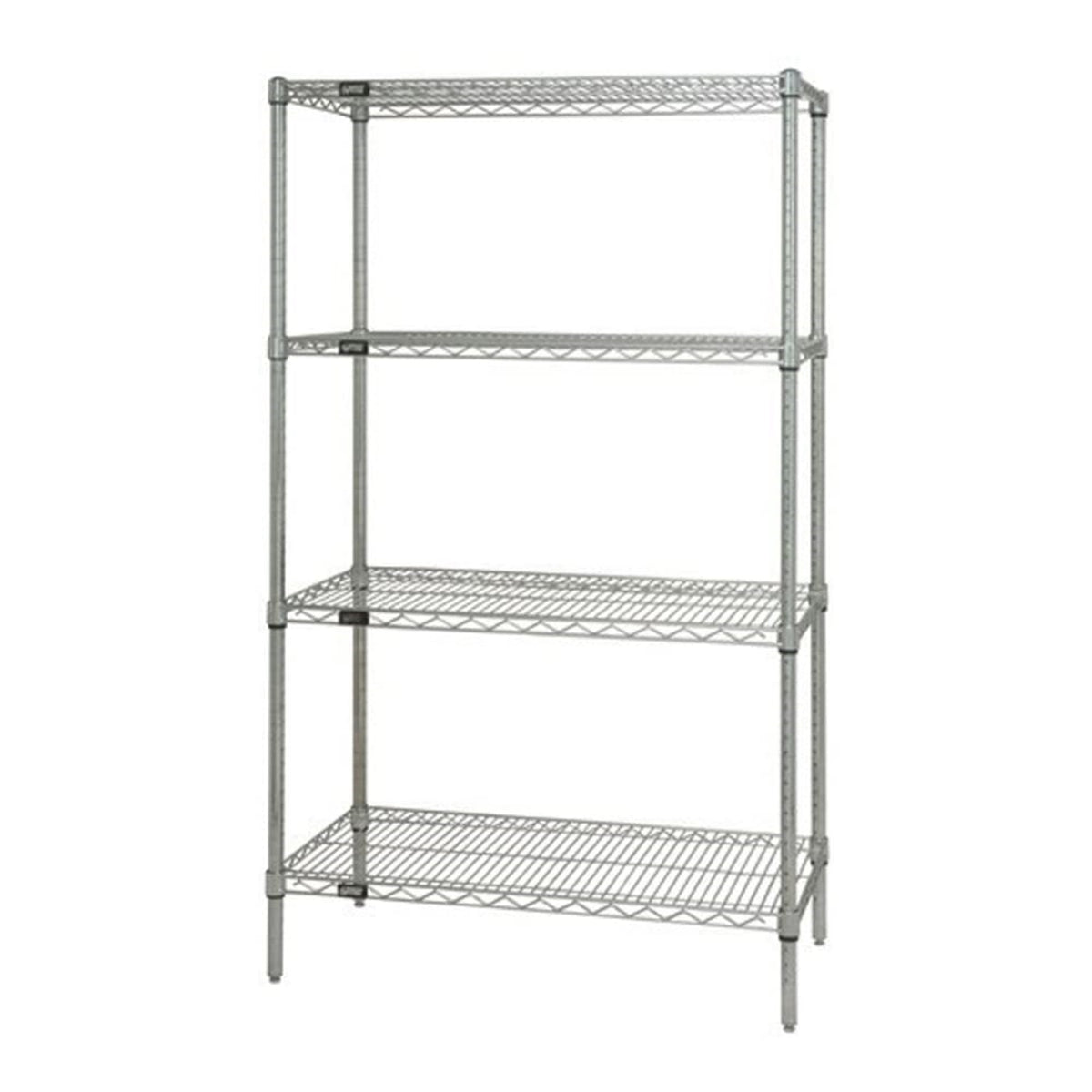 Wire Shelving Starter Kit, 42W x 14D x 63H, 600 - 800 lb. capacity, includes (4) wire shelves and (4) posts, chrome plated finis