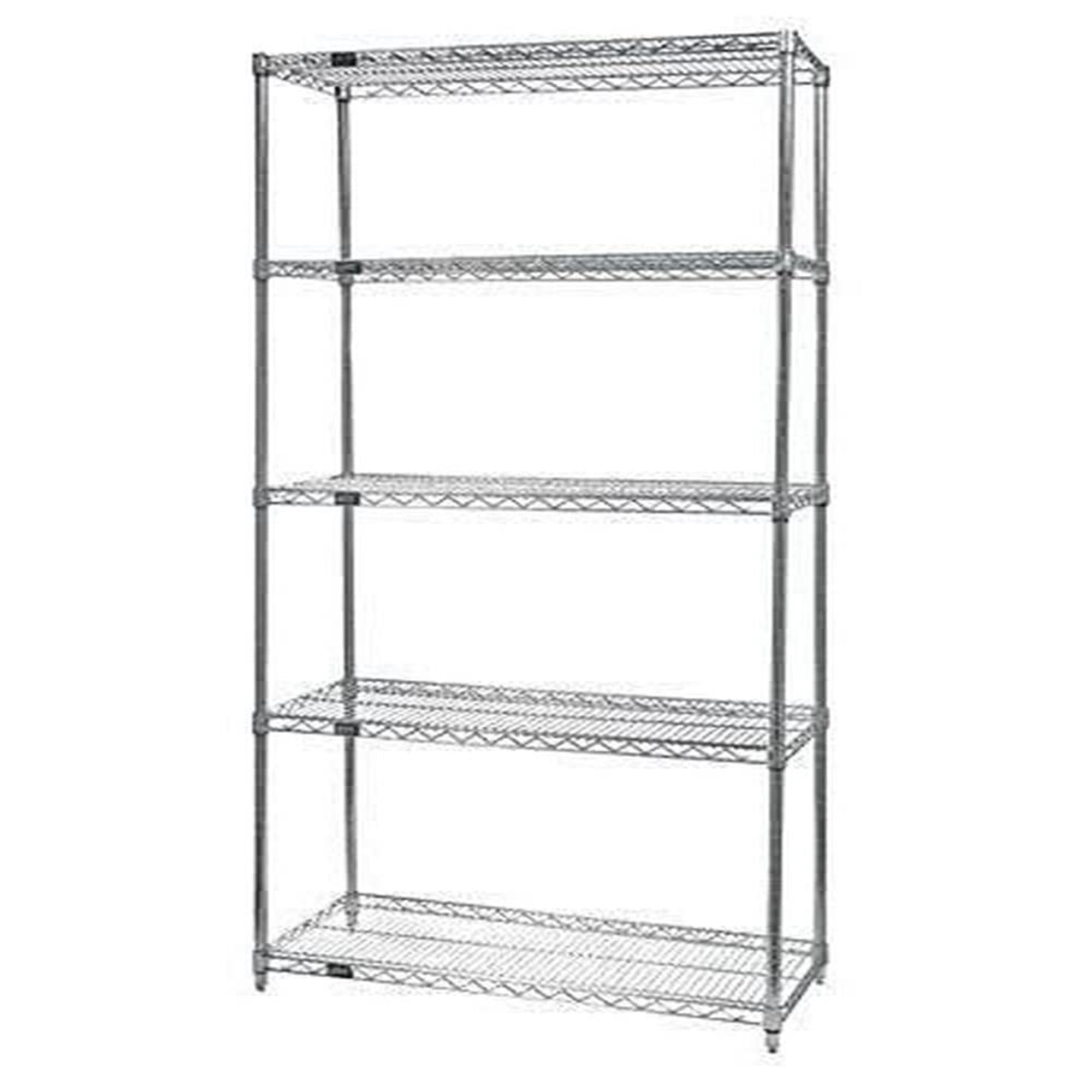 Wire Shelving Starter Kit, 30W x 18D x 63H, 600 - 800 lb. capacity, includes (5) wire shelves and (4) posts, 304 stainless steel