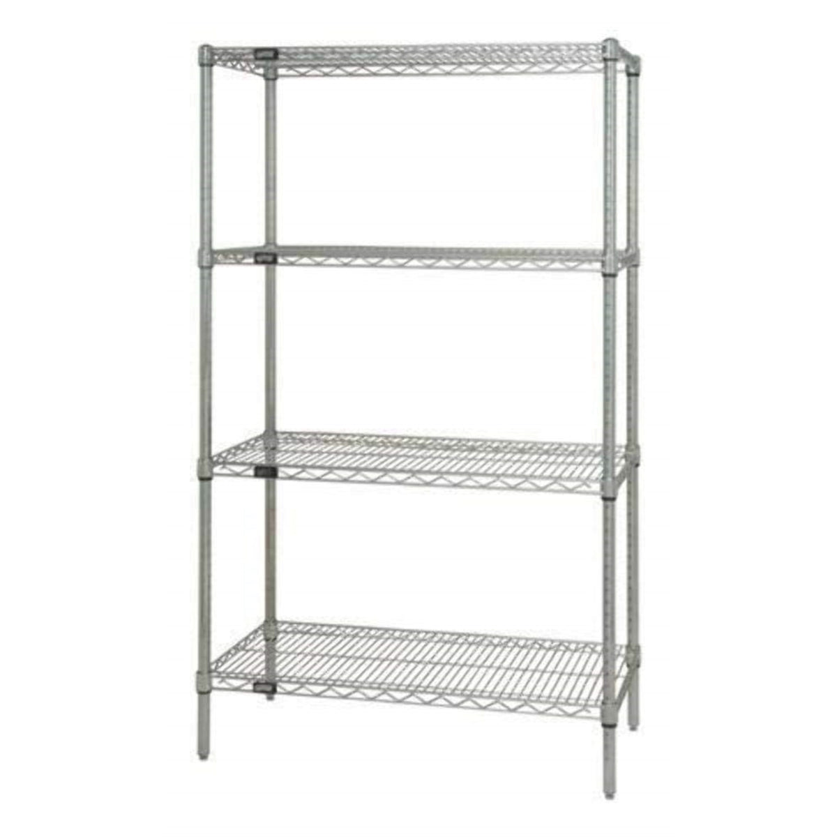 Wire Shelving Starter Kit, 36W x 18D x 63H, 600 - 800 lb. capacity, includes (4) wire shelves and (4) posts, chrome plated finis