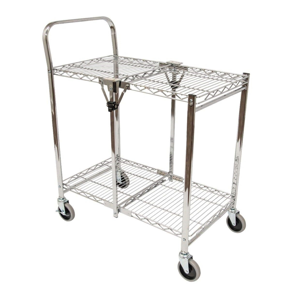 Ergode Two Shelf Collapsible Wire Rolling Cart Multifunction Utility Storage Carts On Wheels With Singlegrab Handle  Steel Wit